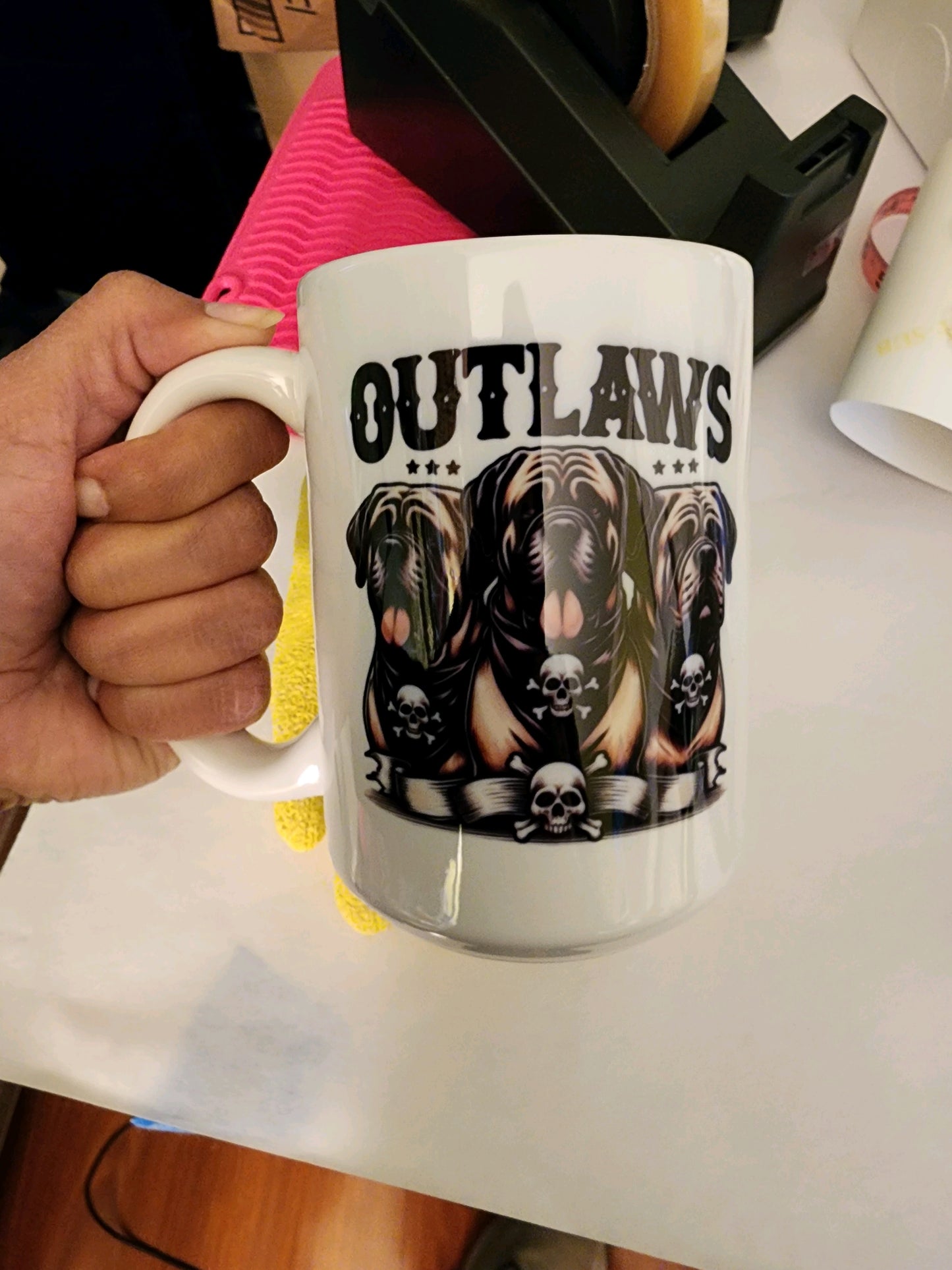 Mastiff Outlaws on 15 oz White Mug