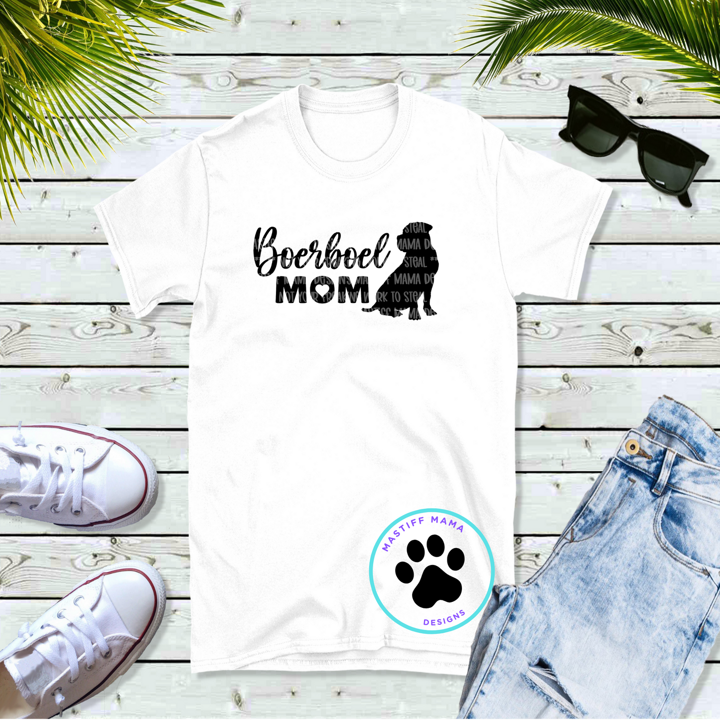 Boerboel Dog Mom Unisex White Short Sleeve Shirt