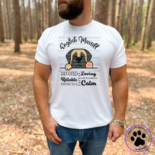 Peeking Color English Mastiff Description Unisex Short Sleeve Shirt - 2 color options