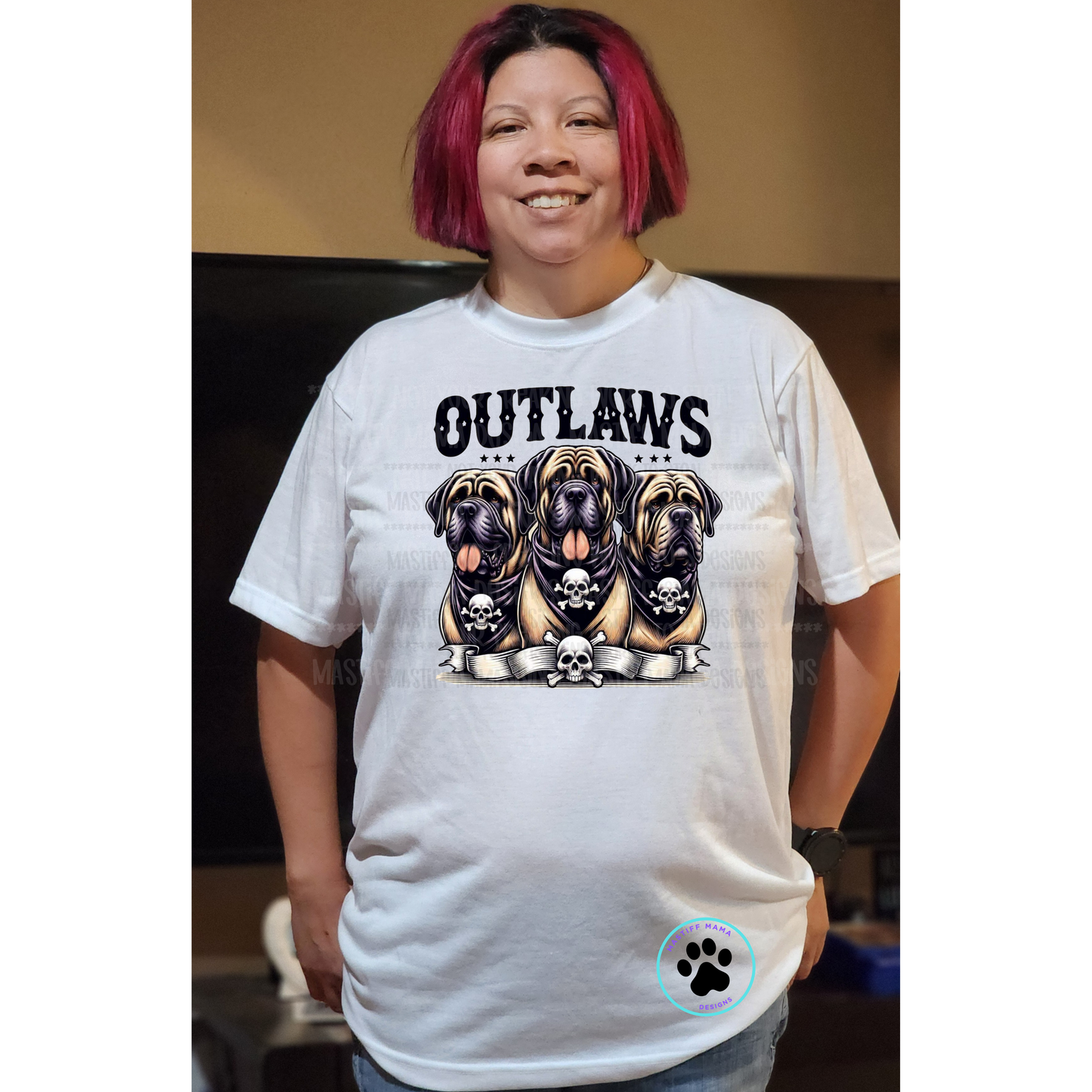 Mastiff Outlaws Unisex Short Sleeve Shirt - 2 Shirt Color Options - Use Drop Down Menu - Full Color