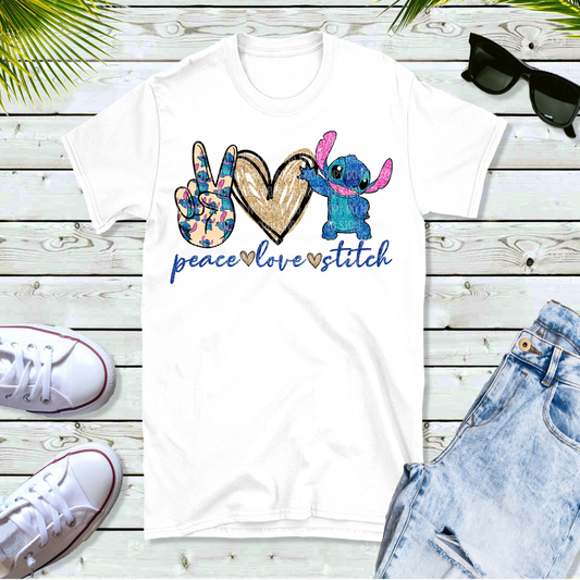 Peace Love Blue Alien Unisex White Short Sleeve Shirt - LIMITED Availability