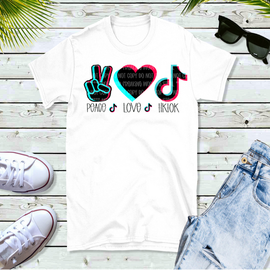 Peace Love TikTok Unisex White Short Sleeve Shirt - LIMITED Availability